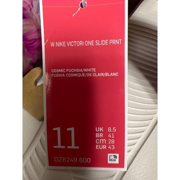 NEW! Nike Victori One Slide Floral Pink Cosmic Fuchsia Sandal Women's Size 11 - Picture 9 of 10